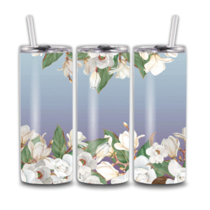 Personalized White Magnolias Blue Background