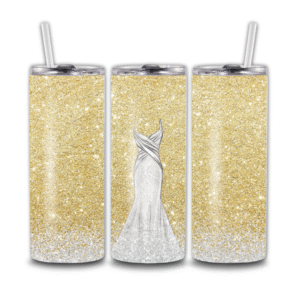 Dress with Gold Glitter Background