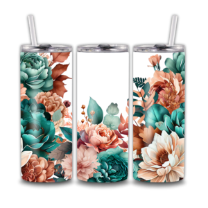 Green and Light Brown Floral